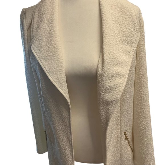 Chics Blazer Jacket Gold Zipper Cream White Size 0 - Picture 1 of 6